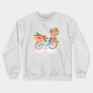 watercolor flower bicycle Crewneck Sweatshirt